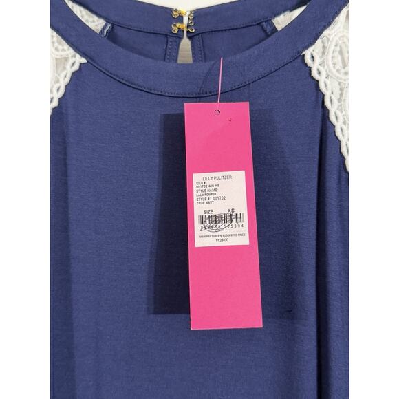 NEW Lilly Pulitzer Women’s True Navy Blue LALA Romper Shorts Size XS NWT $128 - Picture 2 of 2